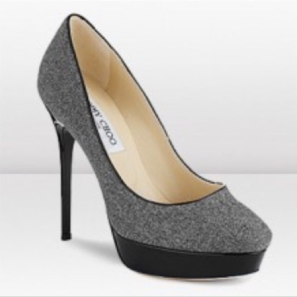 ❤️JIMMY CHOO COSMIC GREY FLANNEL PUMP - Picture 2 of 8